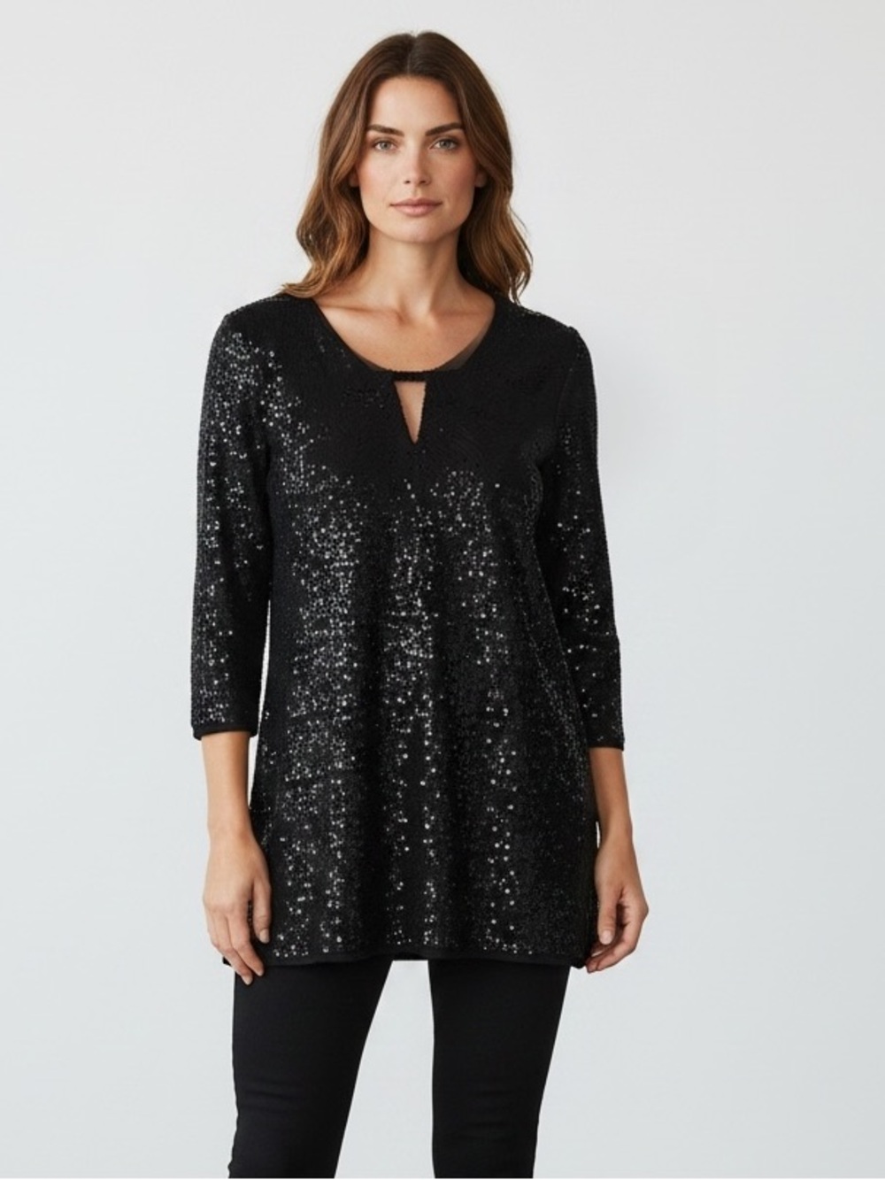 JM Collection Black sequin Top